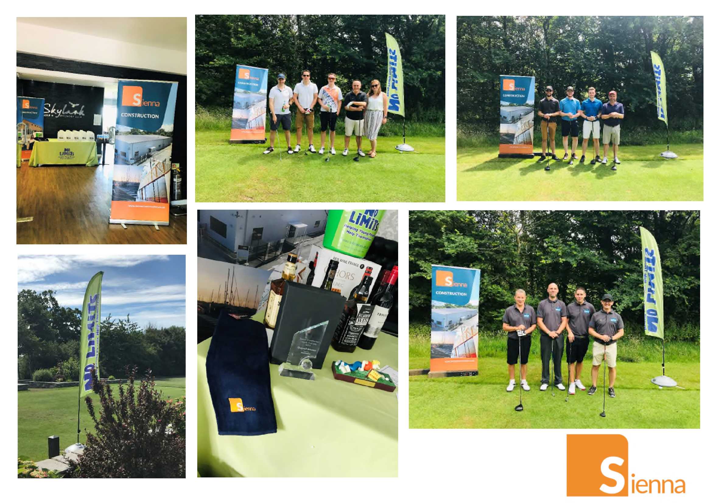 Collage of photos from the golf day 2019